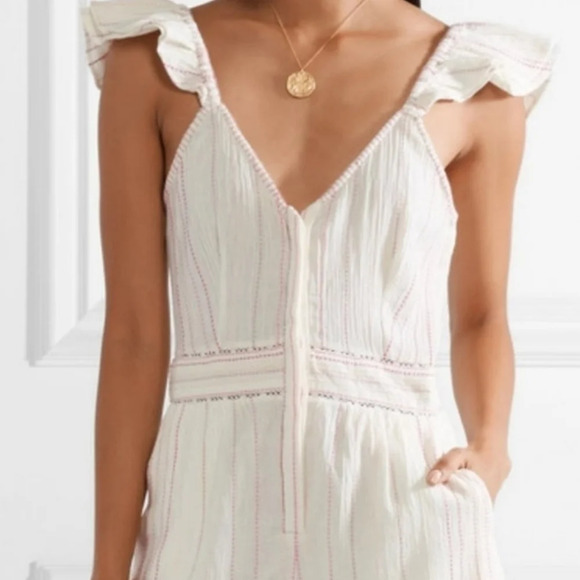 LoveShackFancy Lucy Striped Romper Pink White 'cloud' Size 10 NWT - Picture 2 of 16